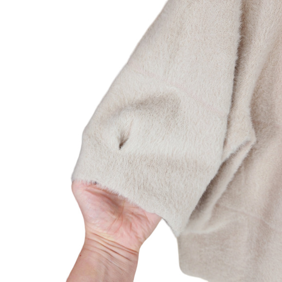 Chicos Furry Sweater Cardigan 0 S/4 Women Cream Open Front Eyelash Short Sleeve - Picture 5 of 11